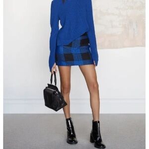 RAG & BONE Cybil Wool Blue‎ Buffalo Plaid Mini Skirt Size 4